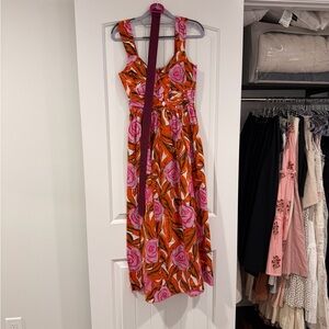 Diane Von Furstenberg Pink and Orange Floral Maxi Dress